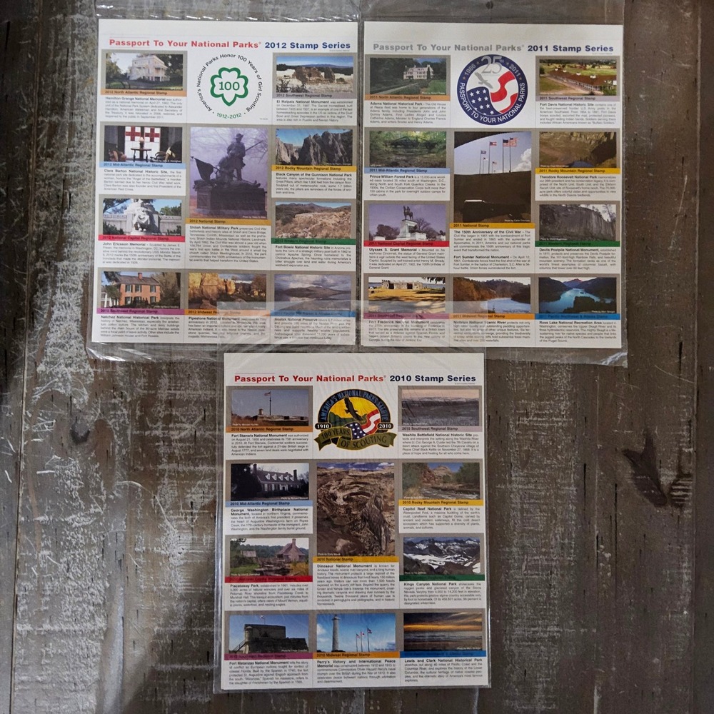 Passport To Your National Parks 2010 2011 2012 Stamp Series Set of 3 Collectible